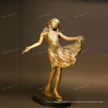 Hot sale metal craft nude girl art sculpture dancing girl statue ornament